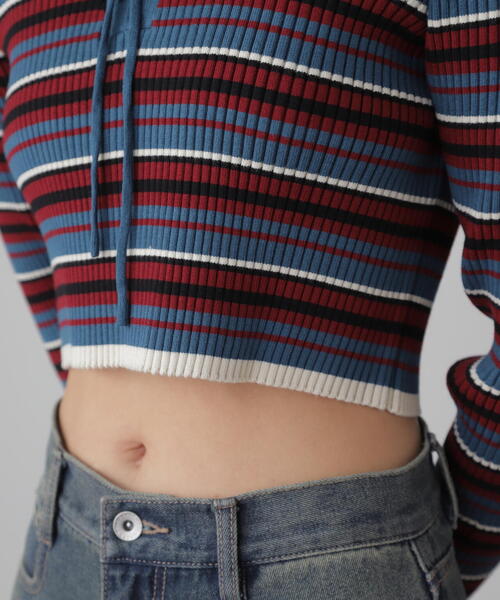 FREE'S MART（フリーズマート）の「マルチボーダーレースアップニット（ニット/セーター・レディース・ブルー/ブラック・FREE）」の21枚目の写真