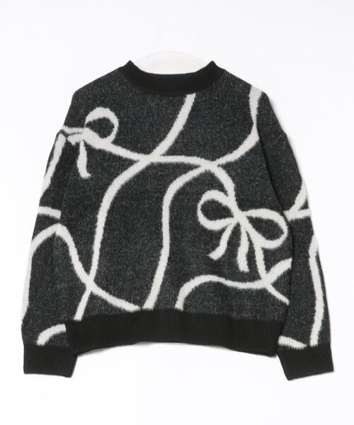 【セール】リボン柄ジャガードニット（ニット/セーター）｜INTERPLANET（インタープラネット）