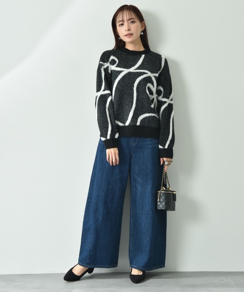 【セール】リボン柄ジャガードニット（ニット/セーター）｜INTERPLANET（インタープラネット）