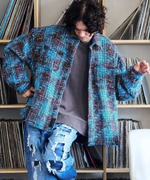 ADAMPATEK/tweed damage looose shirt/ツィードダメージルーズシャツ