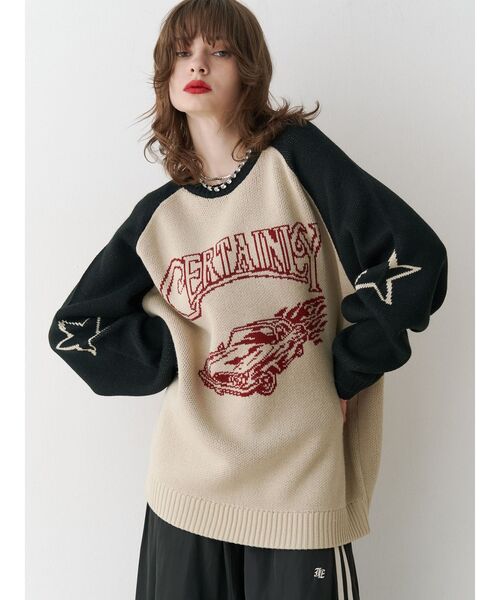 jouetie（ジュエティ）の「グランジラグランルーズニット（ニット/セーター・レディース・アイボリー/ネイビー/ピンク・MEDIUM）」の22枚目の写真