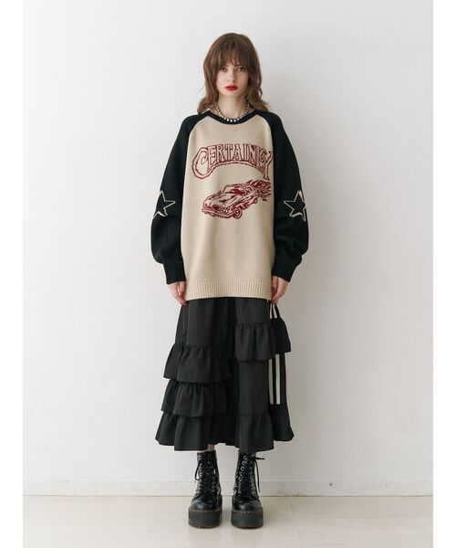 jouetie（ジュエティ）の「グランジラグランルーズニット（ニット/セーター・レディース・アイボリー/ネイビー/ピンク・MEDIUM）」の4枚目の写真