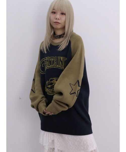 jouetie（ジュエティ）の「グランジラグランルーズニット（ニット/セーター・レディース・アイボリー/ネイビー/ピンク・MEDIUM）」の8枚目の写真