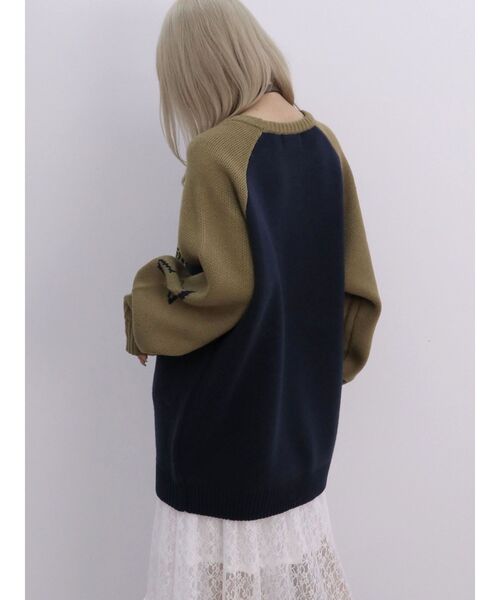 jouetie（ジュエティ）の「グランジラグランルーズニット（ニット/セーター・レディース・アイボリー/ネイビー/ピンク・MEDIUM）」の10枚目の写真