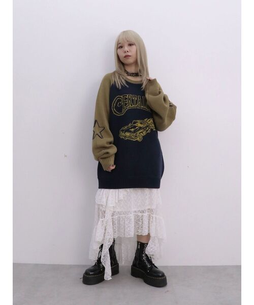 jouetie（ジュエティ）の「グランジラグランルーズニット（ニット/セーター・レディース・アイボリー/ネイビー/ピンク・MEDIUM）」の11枚目の写真