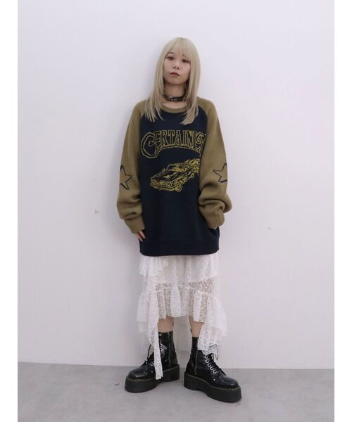 jouetie（ジュエティ）の「グランジラグランルーズニット（ニット/セーター・レディース・アイボリー/ネイビー/ピンク・MEDIUM）」の13枚目の写真