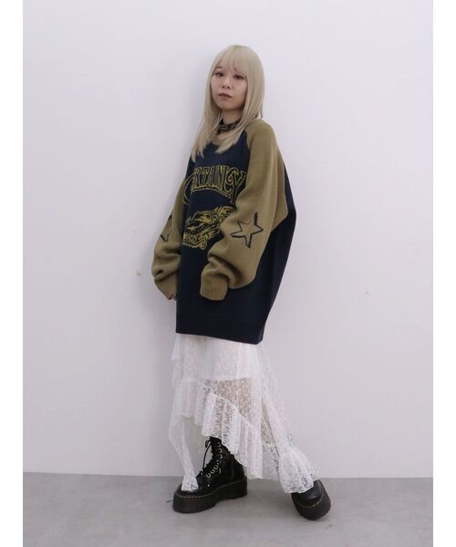 jouetie（ジュエティ）の「グランジラグランルーズニット（ニット/セーター・レディース・アイボリー/ネイビー/ピンク・MEDIUM）」の14枚目の写真