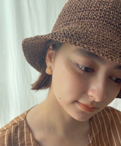ciite'(シーテ)の「マーブルストーン ピアス (両耳用)(ピアス(両耳用)・レディース・グレー/ブラウン/アイボリー/オレンジ/ネイビー・FREE)」の5枚目の写真