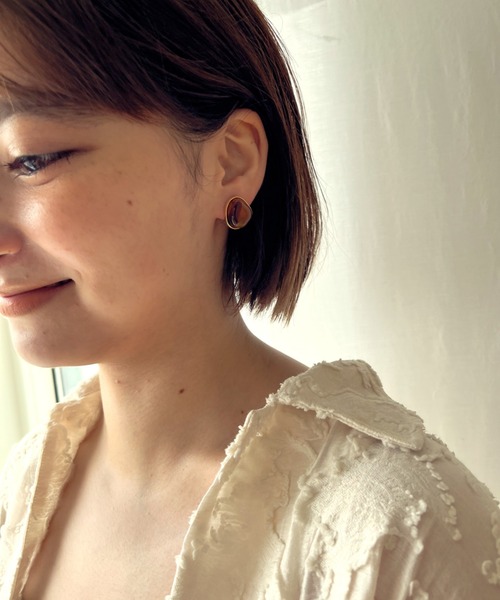 ciite'(シーテ)の「マーブルストーン ピアス (両耳用)(ピアス(両耳用)・レディース・グレー/ブラウン/アイボリー/オレンジ/ネイビー・FREE)」の9枚目の写真