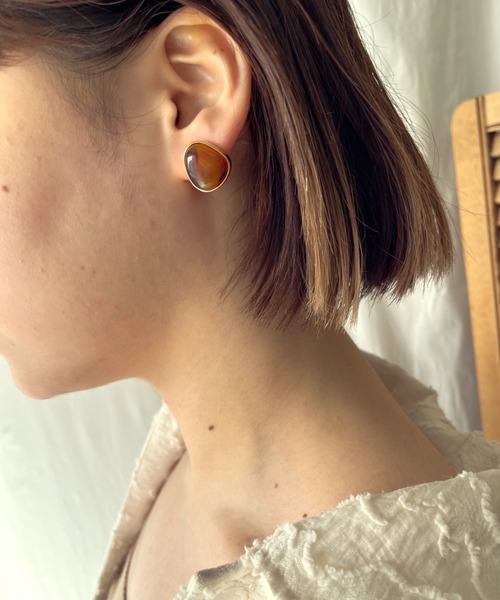 ciite'(シーテ)の「マーブルストーン ピアス (両耳用)(ピアス(両耳用)・レディース・グレー/ブラウン/アイボリー/オレンジ/ネイビー・FREE)」の11枚目の写真