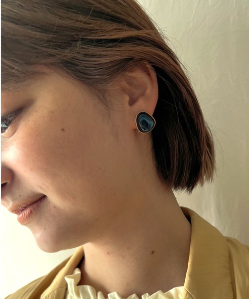 ciite'(シーテ)の「マーブルストーン ピアス (両耳用)(ピアス(両耳用)・レディース・グレー/ブラウン/アイボリー/オレンジ/ネイビー・FREE)」の12枚目の写真