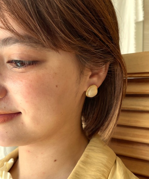 ciite'(シーテ)の「マーブルストーン ピアス (両耳用)(ピアス(両耳用)・レディース・グレー/ブラウン/アイボリー/オレンジ/ネイビー・FREE)」の16枚目の写真