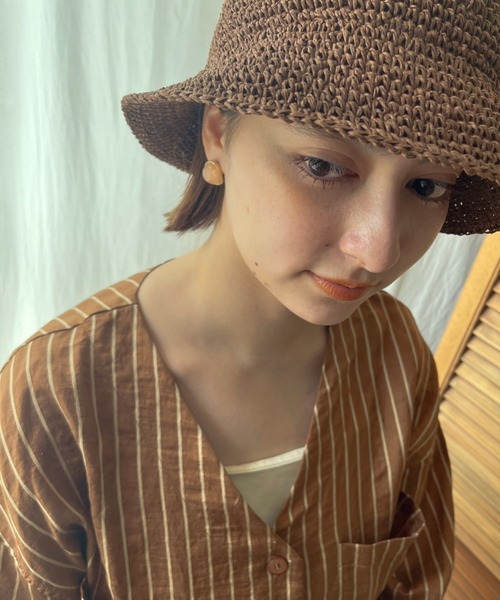 ciite'(シーテ)の「マーブルストーン ピアス (両耳用)(ピアス(両耳用)・レディース・グレー/ブラウン/アイボリー/オレンジ/ネイビー・FREE)」の17枚目の写真