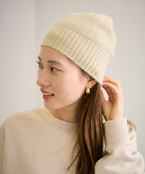 FRAMeWORK（フレームワーク）の「ASAUCE MELER/アソースメレ ミドルゲージカシミヤコンパクトワッチ（ニットキャップ/ビーニー・レディース・チャコールグレー/アイボリー・FREE）」の2枚目の写真