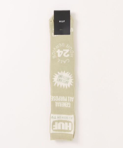 HUF(ハフ)の「HUF TV クルー ソックス HUF TV CREW SOCK(ソックス/靴下・メンズ・オリーブ/ホワイト・O/S)」の1枚目の写真