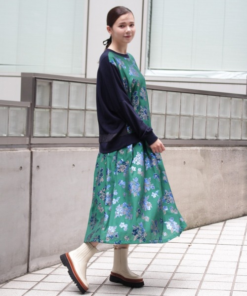 Drawer ラメ ジャガード タック ギャザー フレア チュール スカート Drawer ラメ ジャガード タック ギャザー フレア チュール