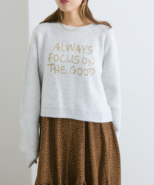 w closet(ダブルクローゼット)の「【4色展開】コード刺繍ロゴショートニット(ニット/セーター・レディース・チャコールグレー/レッド/グレー/ブルー・FREE)」の5枚目の写真