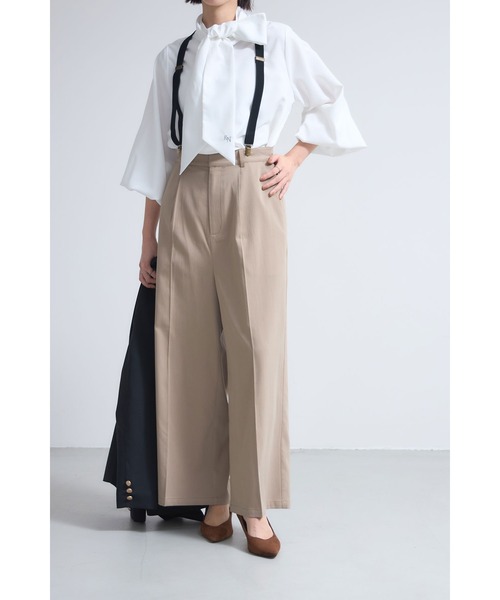 サスペンダー付きタックワイドパンツ（その他パンツ