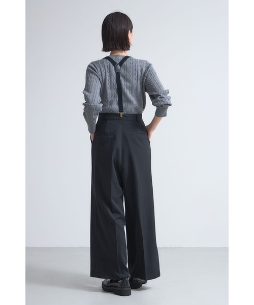 &. NOSTALGIA(アンドドットノスタルジア)の「サスペンダー付きタックワイドパンツ(その他パンツ・レディース・ベージュ/ブラック・M)」の5枚目の写真