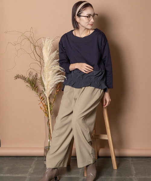 Bou Jeloud(ブージュルード)の「ツータックイージーパンツ(その他パンツ・レディース・ネイビー/ベージュ・38)」の5枚目の写真