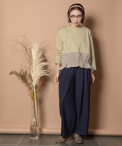 Bou Jeloud(ブージュルード)の「ツータックイージーパンツ(その他パンツ・レディース・ネイビー/ベージュ・38)」の8枚目の写真