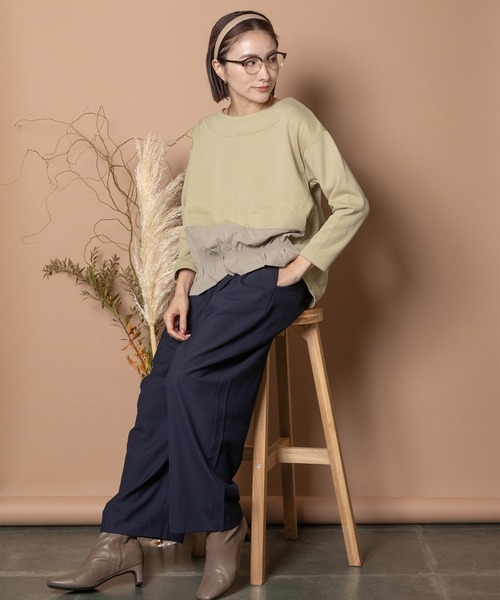 Bou Jeloud(ブージュルード)の「ツータックイージーパンツ(その他パンツ・レディース・ネイビー/ベージュ・38)」の9枚目の写真
