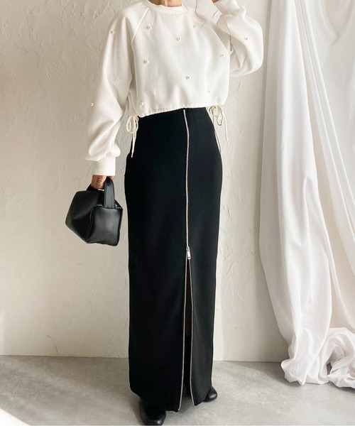 フロントジップタイトロングスカート（スカート）｜AMAJI（アマジ）