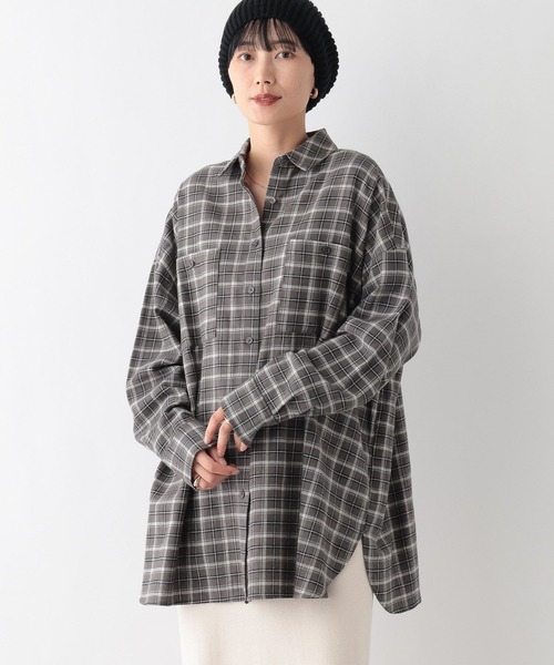 LEPSIM（レプシィム）の「チェックシャツチュニック　253243（チュニック・レディース・グレー系その他/チャコールグレー/ネイビー・FREE）」の2枚目の写真