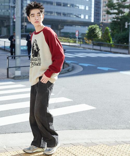 WEGO（ウィゴー）の「WEGO/ラグランジャガードグラフィックプルオーバー（ニット/セーター・メンズ・ワイン/ブラック・MEDIUM/LARGE）」の20枚目の写真