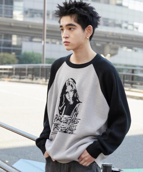 WEGO（ウィゴー）の「WEGO/ラグランジャガードグラフィックプルオーバー（ニット/セーター・メンズ・ワイン/ブラック・MEDIUM/LARGE）」の13枚目の写真