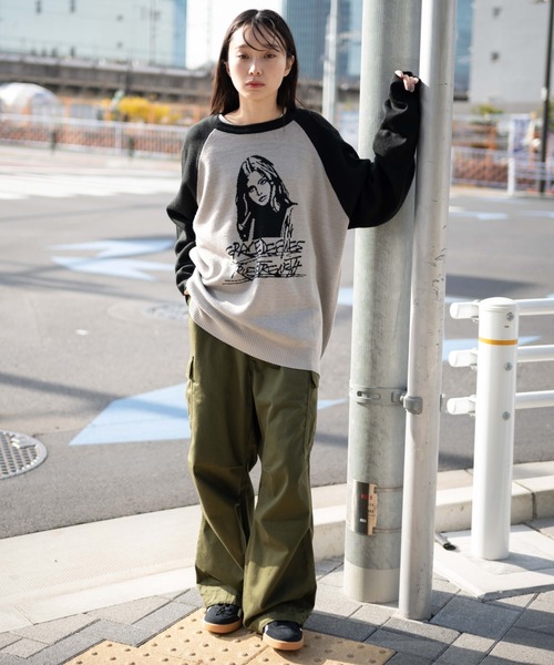 WEGO（ウィゴー）の「WEGO/ラグランジャガードグラフィックプルオーバー（ニット/セーター・メンズ・ワイン/ブラック・MEDIUM/LARGE）」の3枚目の写真