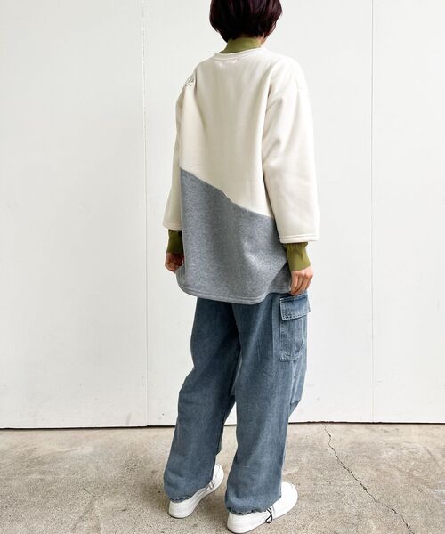 rps（アールピーエス）の「３配色切替刺繍裏起毛プルオーバー（スウェット・レディース・チャコールグレー/ホワイト系その他4/ブルー/アイボリー・フリー）」の7枚目の写真