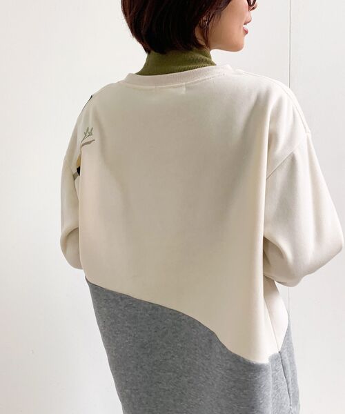 rps（アールピーエス）の「３配色切替刺繍裏起毛プルオーバー（スウェット・レディース・チャコールグレー/ホワイト系その他4/ブルー/アイボリー・フリー）」の11枚目の写真