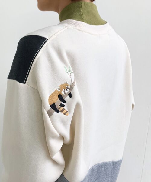 rps（アールピーエス）の「３配色切替刺繍裏起毛プルオーバー（スウェット・レディース・チャコールグレー/ホワイト系その他4/ブルー/アイボリー・フリー）」の12枚目の写真