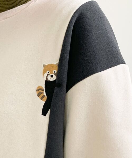 rps（アールピーエス）の「３配色切替刺繍裏起毛プルオーバー（スウェット・レディース・チャコールグレー/ホワイト系その他4/ブルー/アイボリー・フリー）」の13枚目の写真