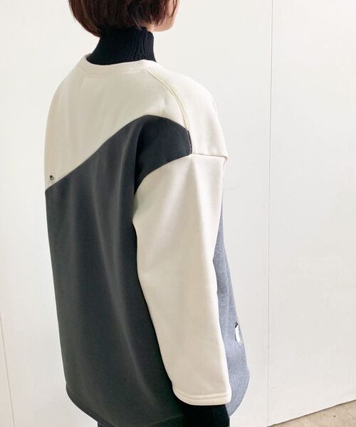 rps（アールピーエス）の「３配色切替刺繍裏起毛プルオーバー（スウェット・レディース・チャコールグレー/ホワイト系その他4/ブルー/アイボリー・フリー）」の21枚目の写真