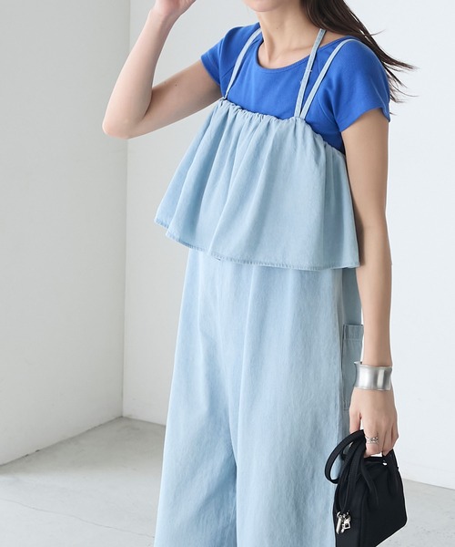 極美品 バーバリーブルーレーベル デニムサロペット フリル