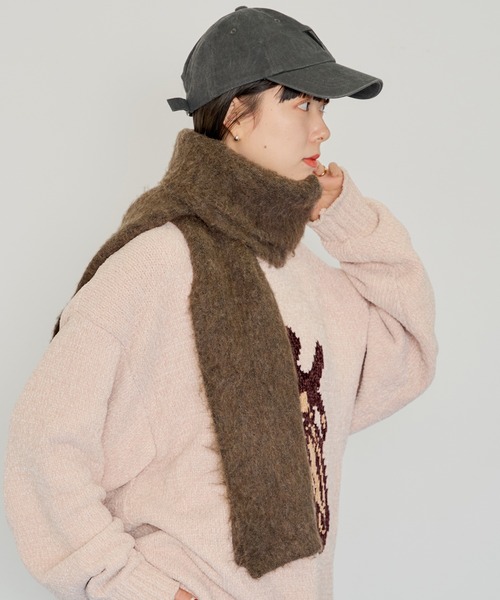 WHIMSIC(ウィムジック)の「【UNISEX】ジャガードニットマフラー(マフラー・レディース・ブラウン/パープル/ベージュ/チャコールグレー・FREE)」の1枚目の写真