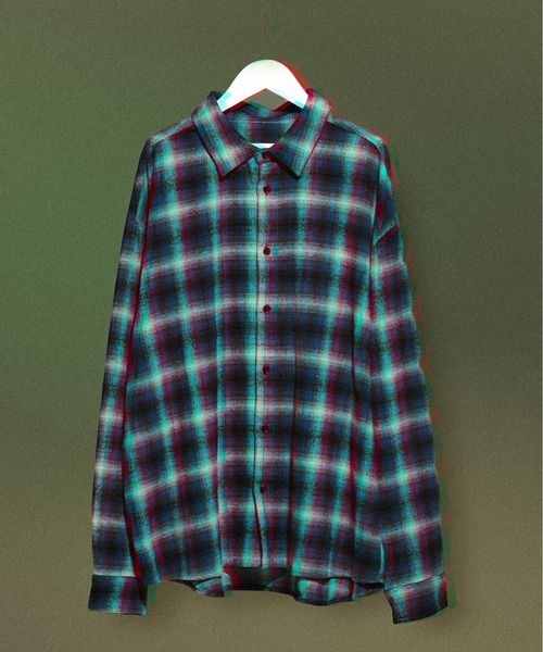 Ellno Loset(エルノロゼット)の「フラワープリントチェックシャツ(シャツ/ブラウス・メンズ・ブラック/ブルー・SMALL/MEDIUM/LARGE)」の6枚目の写真