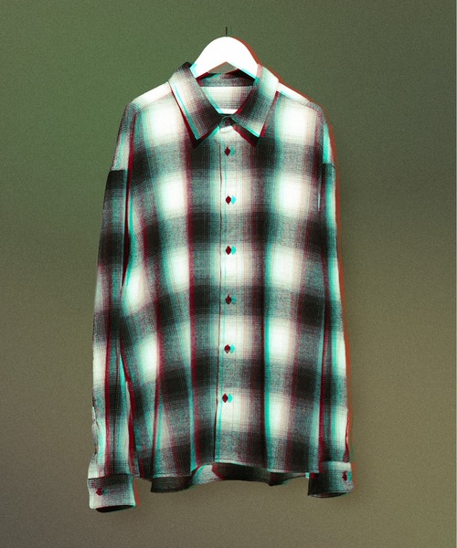 Ellno Loset(エルノロゼット)の「フラワープリントチェックシャツ(シャツ/ブラウス・メンズ・ブラック/ブルー・SMALL/MEDIUM/LARGE)」の4枚目の写真