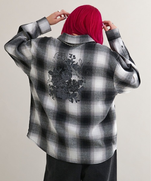 Ellno Loset(エルノロゼット)の「フラワープリントチェックシャツ(シャツ/ブラウス・メンズ・ブラック/ブルー・SMALL/MEDIUM/LARGE)」の14枚目の写真