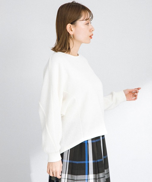 URBAN RESEARCH Sonny Label（アーバンリサーチサニーレーベル）の「『UR TECH』起毛カットドルマンプルオーバー（Tシャツ/カットソー・レディース・グリーン系その他/ブラック/オフホワイト・FREE）」の6枚目の写真