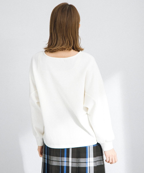 URBAN RESEARCH Sonny Label（アーバンリサーチサニーレーベル）の「『UR TECH』起毛カットドルマンプルオーバー（Tシャツ/カットソー・レディース・グリーン系その他/ブラック/オフホワイト・FREE）」の7枚目の写真