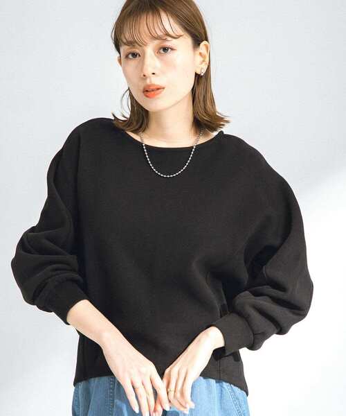 URBAN RESEARCH Sonny Label（アーバンリサーチサニーレーベル）の「『UR TECH』起毛カットドルマンプルオーバー（Tシャツ/カットソー・レディース・グリーン系その他/ブラック/オフホワイト・FREE）」の10枚目の写真