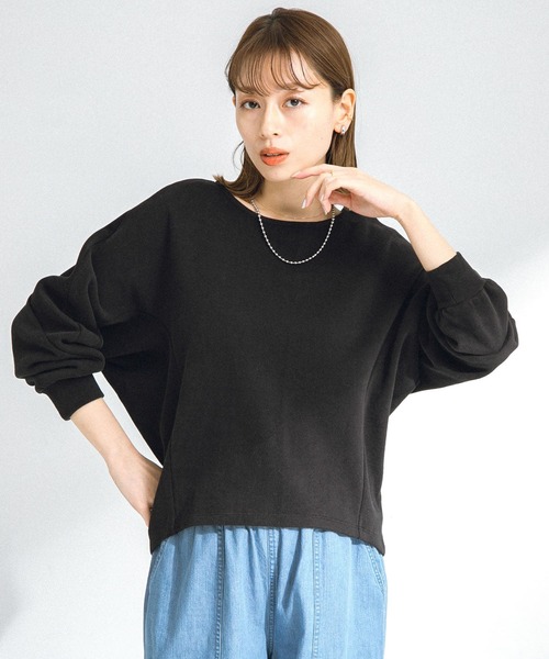 URBAN RESEARCH Sonny Label（アーバンリサーチサニーレーベル）の「『UR TECH』起毛カットドルマンプルオーバー（Tシャツ/カットソー・レディース・グリーン系その他/ブラック/オフホワイト・FREE）」の11枚目の写真