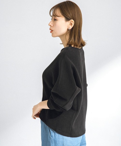 URBAN RESEARCH Sonny Label（アーバンリサーチサニーレーベル）の「『UR TECH』起毛カットドルマンプルオーバー（Tシャツ/カットソー・レディース・グリーン系その他/ブラック/オフホワイト・FREE）」の12枚目の写真