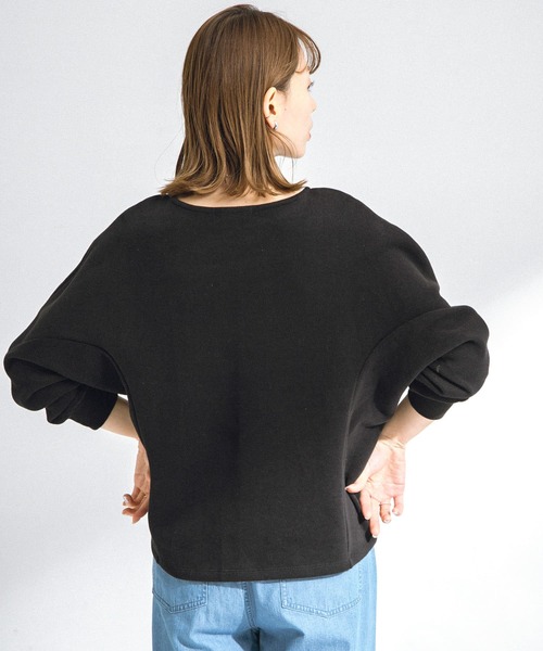 URBAN RESEARCH Sonny Label（アーバンリサーチサニーレーベル）の「『UR TECH』起毛カットドルマンプルオーバー（Tシャツ/カットソー・レディース・グリーン系その他/ブラック/オフホワイト・FREE）」の13枚目の写真
