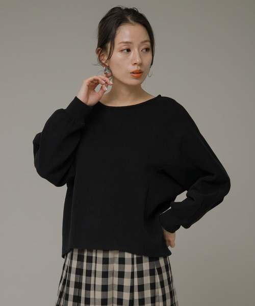 URBAN RESEARCH Sonny Label（アーバンリサーチサニーレーベル）の「『UR TECH』起毛カットドルマンプルオーバー（Tシャツ/カットソー・レディース・グリーン系その他/ブラック/オフホワイト・FREE）」の15枚目の写真