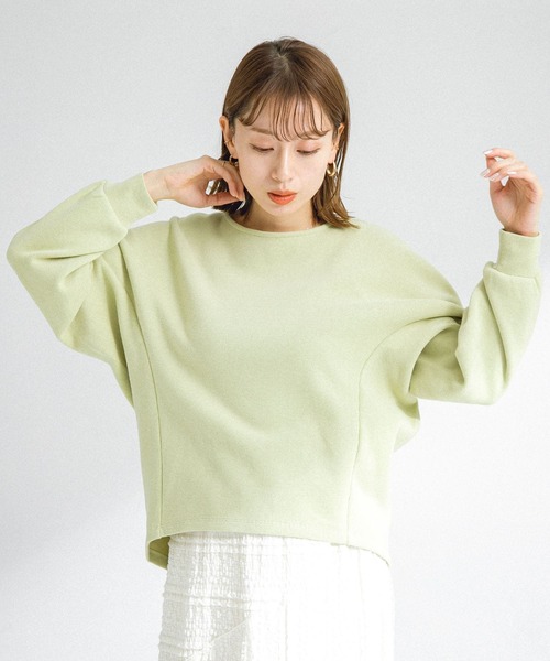 URBAN RESEARCH Sonny Label（アーバンリサーチサニーレーベル）の「『UR TECH』起毛カットドルマンプルオーバー（Tシャツ/カットソー・レディース・グリーン系その他/ブラック/オフホワイト・FREE）」の18枚目の写真