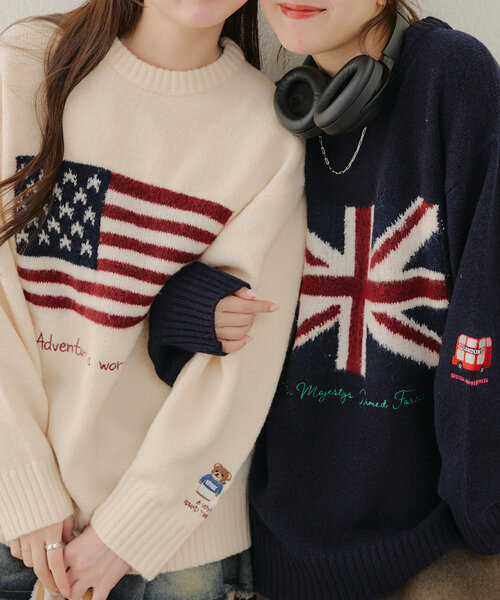 Another Branch olive des olive（アナザーブランチオリーブデオリーブ）の「イギリス＆アメリカ国旗ニット（ニット/セーター・レディース・オフホワイト/ホワイト系その他/ブルー系その他/ネイビー・FREE）」の13枚目の写真